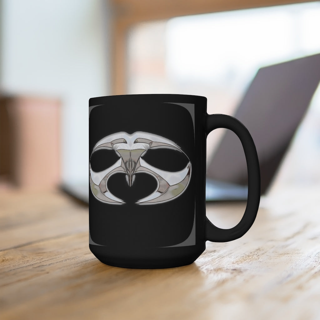 "HeistClick" Cartoon Symbol Black Mug 15oz