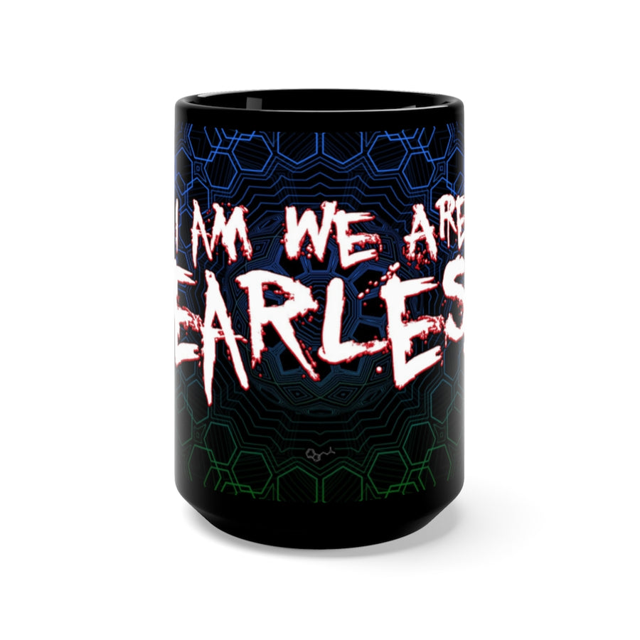 "I am We Are FearLess" color logo Black Mug 15oz